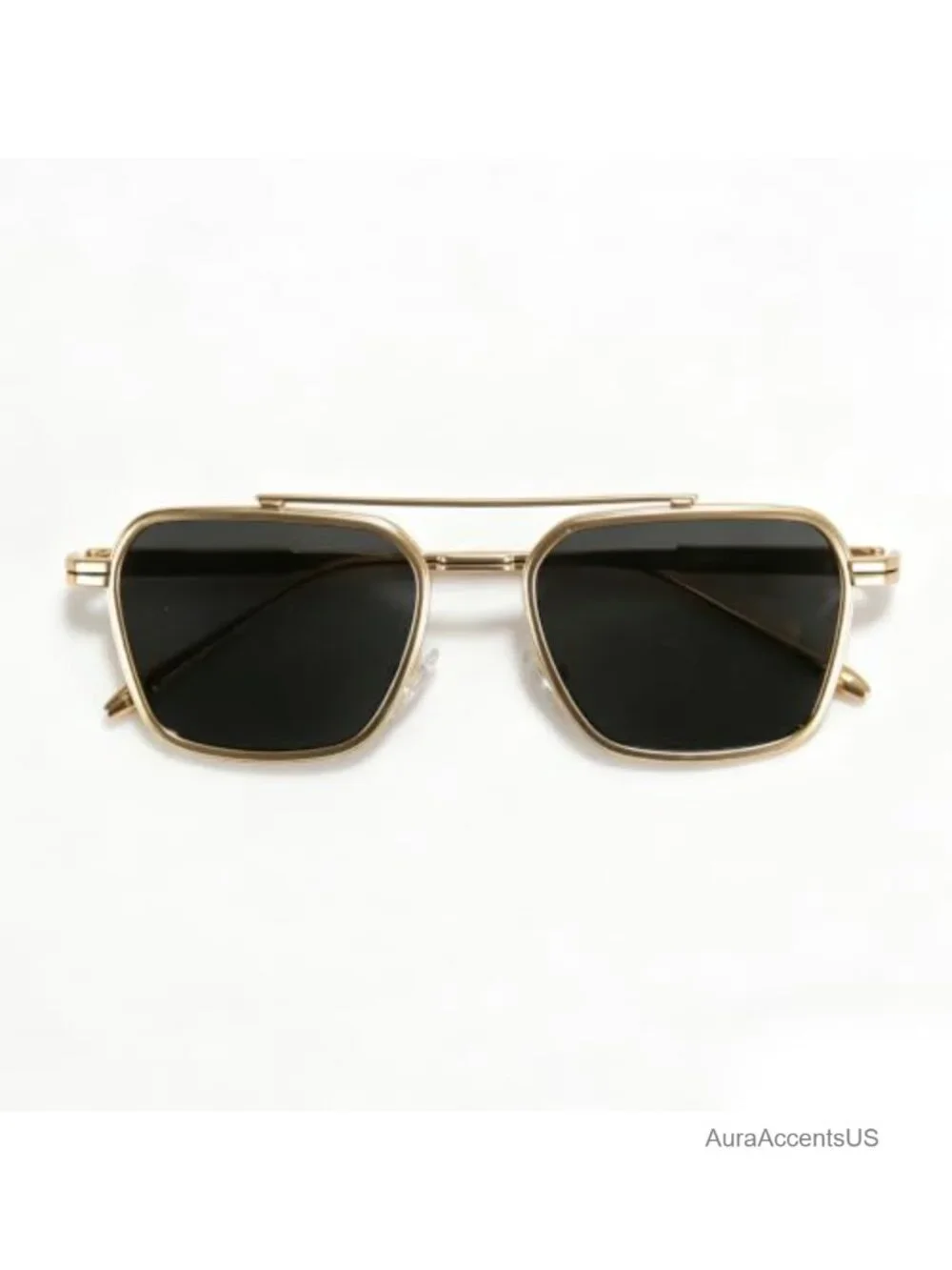 Oversized Retro Square Aviator Sunglasses UV400 Gold Metal Frame Adjustable